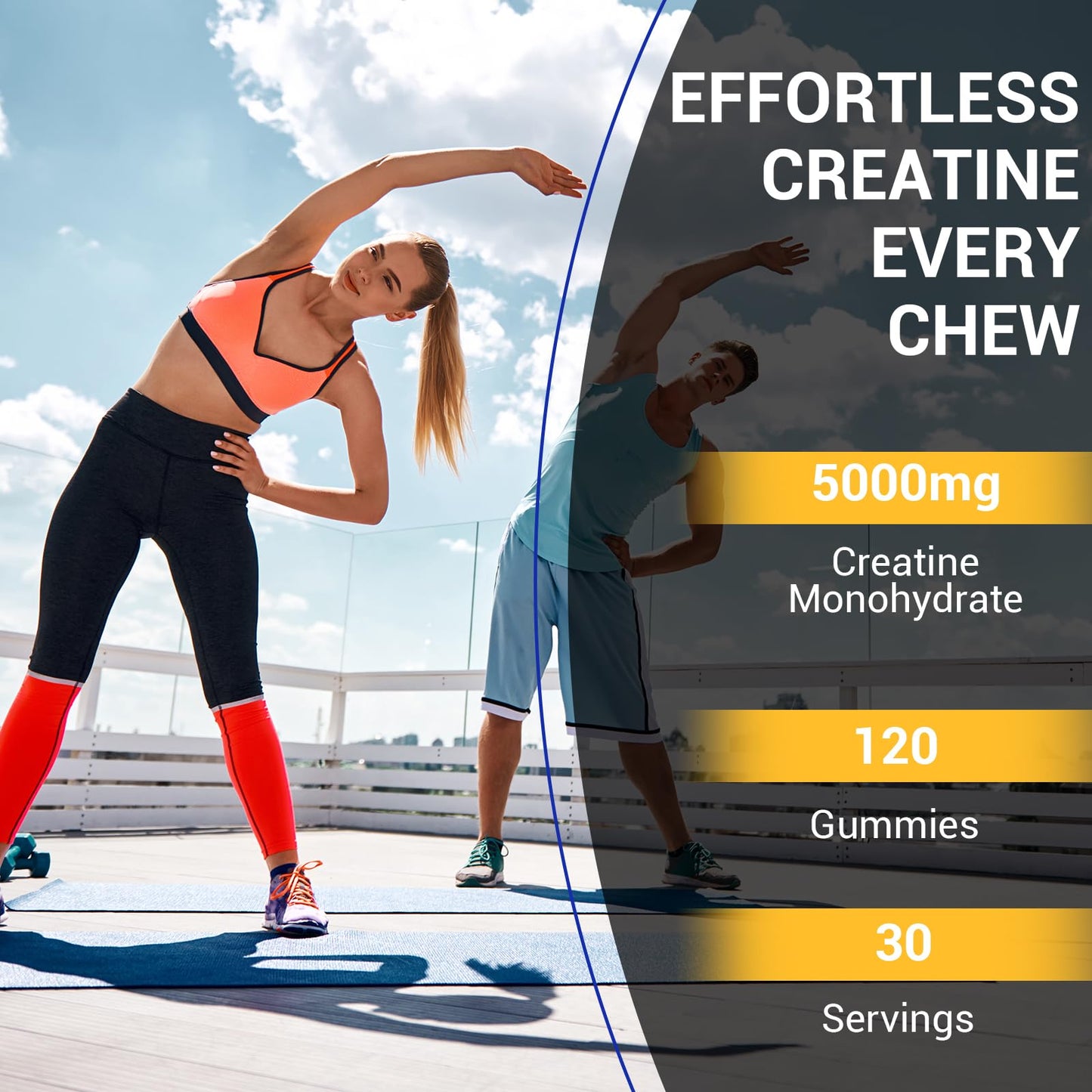 Lysimi Creatine Monohydrate Gummies – 8g per Serving, Blueberry, 120 Count