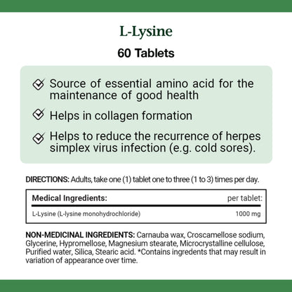 Nature's Bounty L-Lysine 1000 mg - 60 Tablets