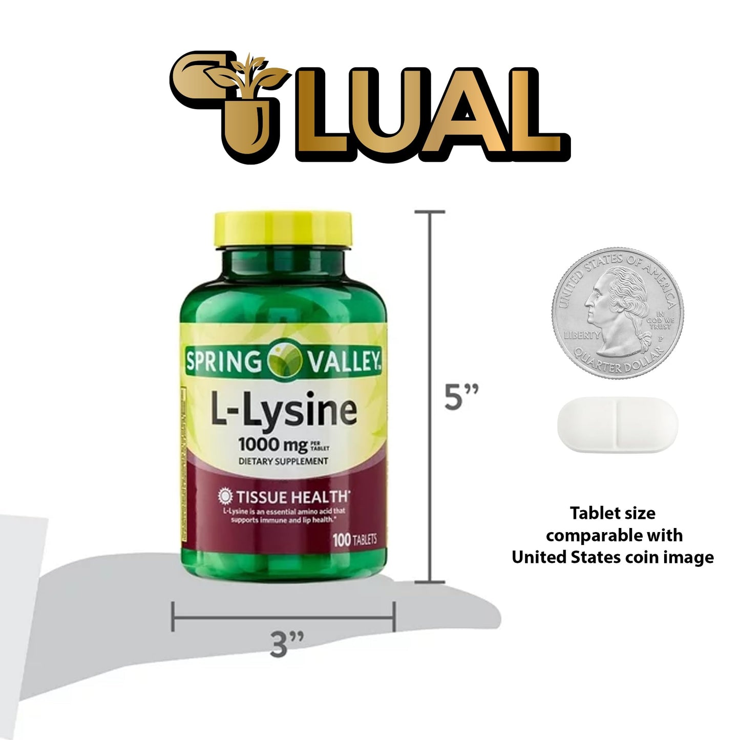 Spring Valley L-Lysine 1000 mg – 100 Tablets | Immune Support