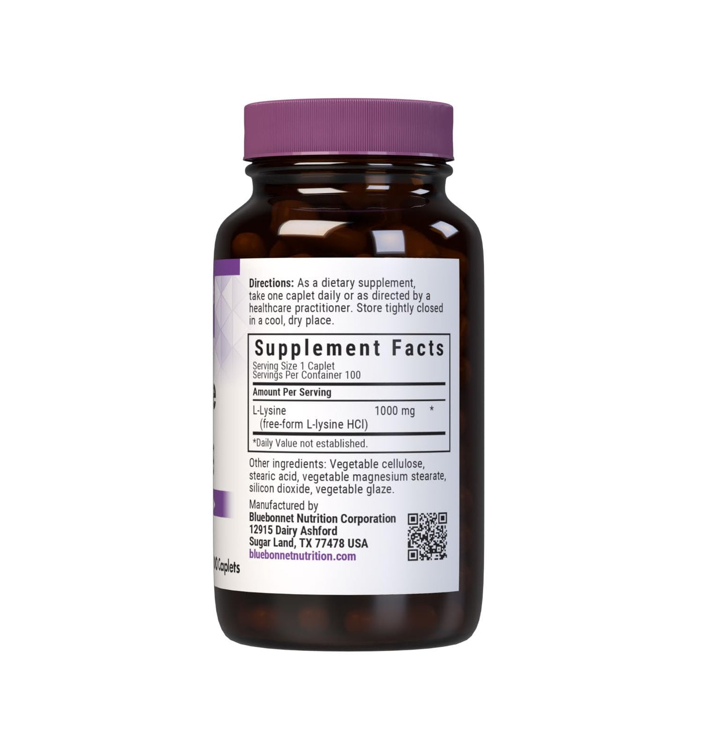 BlueBonnet L-Lysine 1000mg - Immune & Collagen Support (Non-GMO, Vegan, Gluten-Free)