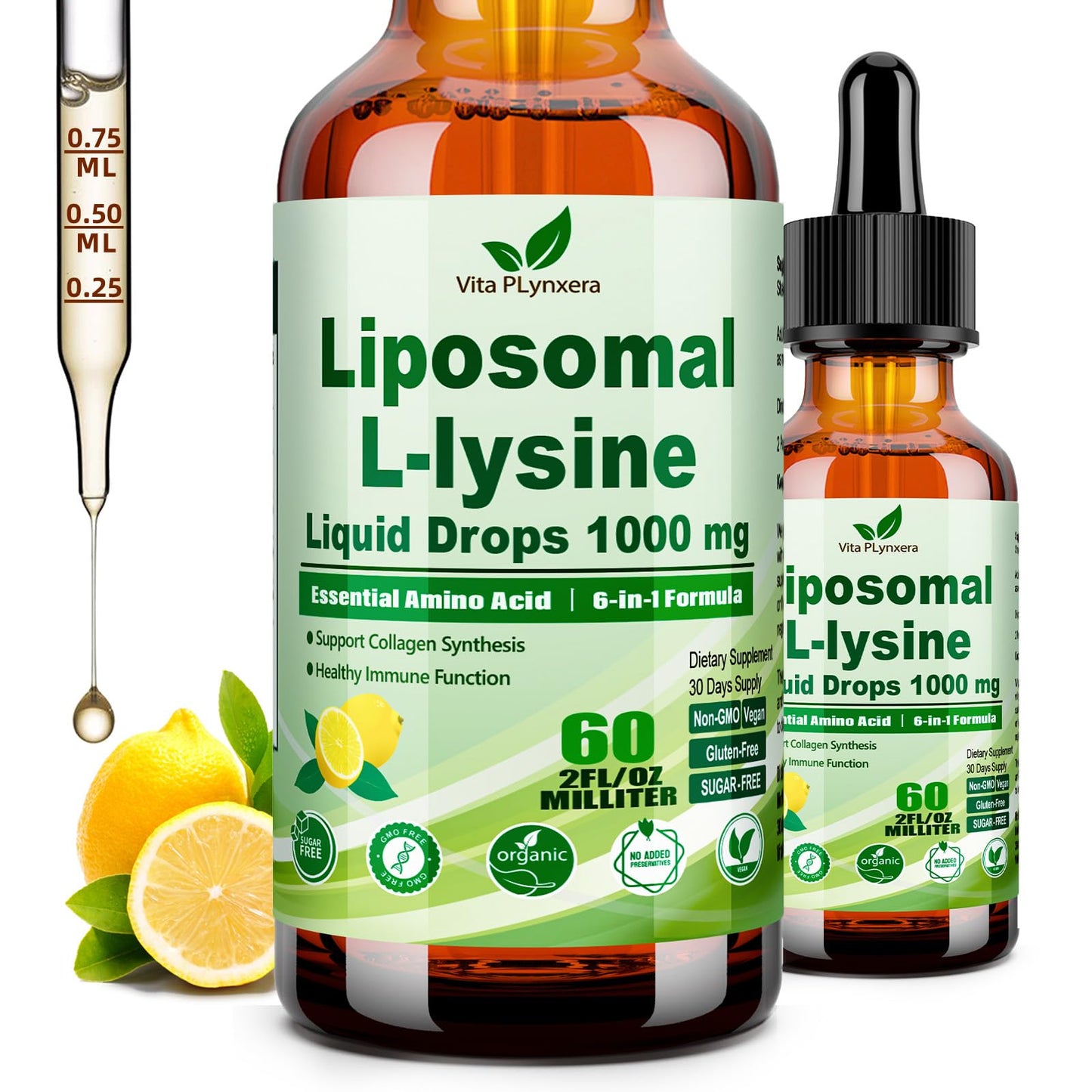 6-in-1 L-Lysine 1000mg Liquid Drops – Immune & Lip Health (Liposomal)