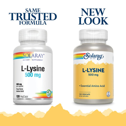 SOLARAY L-Lysine 500 mg Capsules – Free-Form Essential Amino Acid Supplement