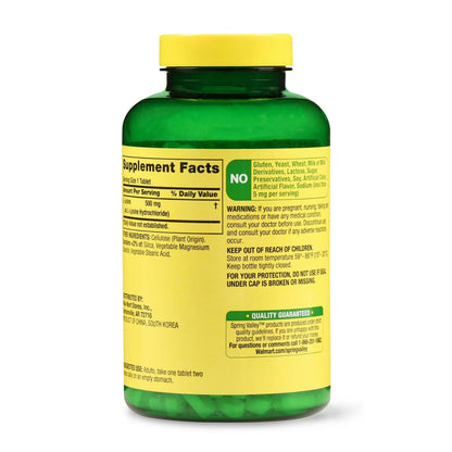 L Lysine 500mg Tablets – Immune Support & Healthy Skin, 250 Count