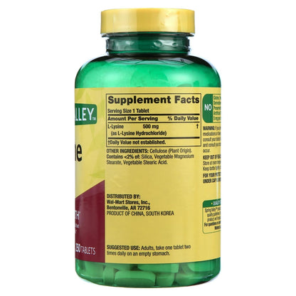 L Lysine 500mg Tablets – Immune Support & Healthy Skin, 250 Count
