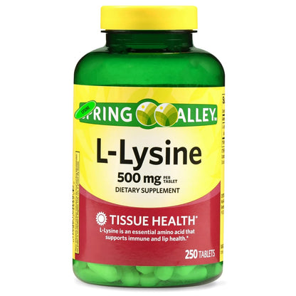 L Lysine 500mg Tablets – Immune Support & Healthy Skin, 250 Count