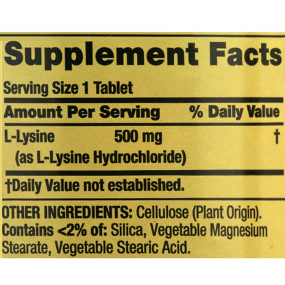 L Lysine 500mg Tablets – Immune Support & Healthy Skin, 250 Count