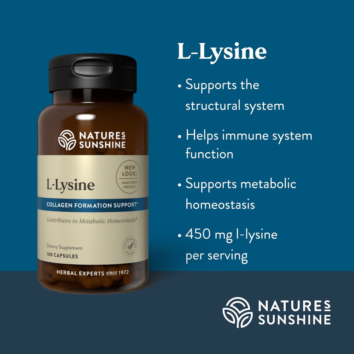 L-Lysine 100 Capsules - Nature's Sunshine | Essential Amino Acids (474 mg L-Lysine HCl)