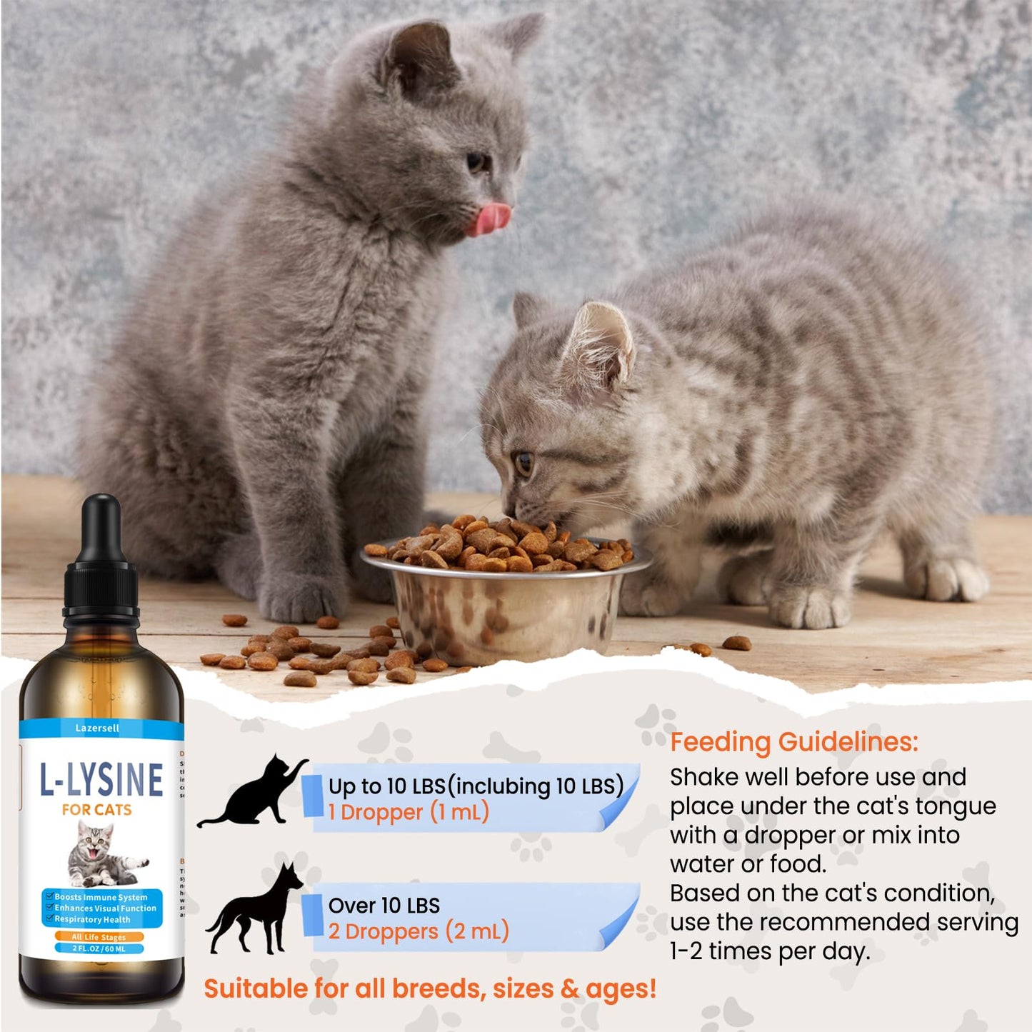 2PCS Lysine for Cats – Immune Support, L-Lysine Supplement for Feline Respiratory Health