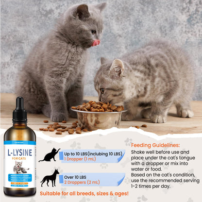 2PCS Lysine for Cats – Immune Support, L-Lysine Supplement for Feline Respiratory Health
