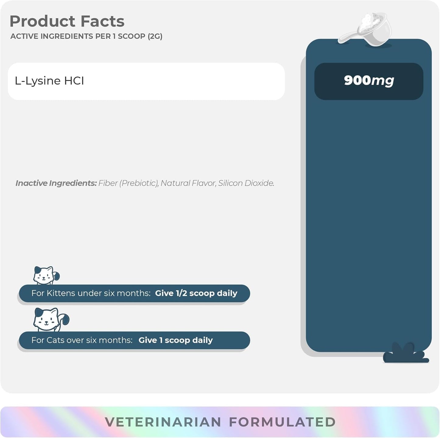 L-Lysine for Cats 900mg per Scoop – Immune, Eye & Respiratory Support