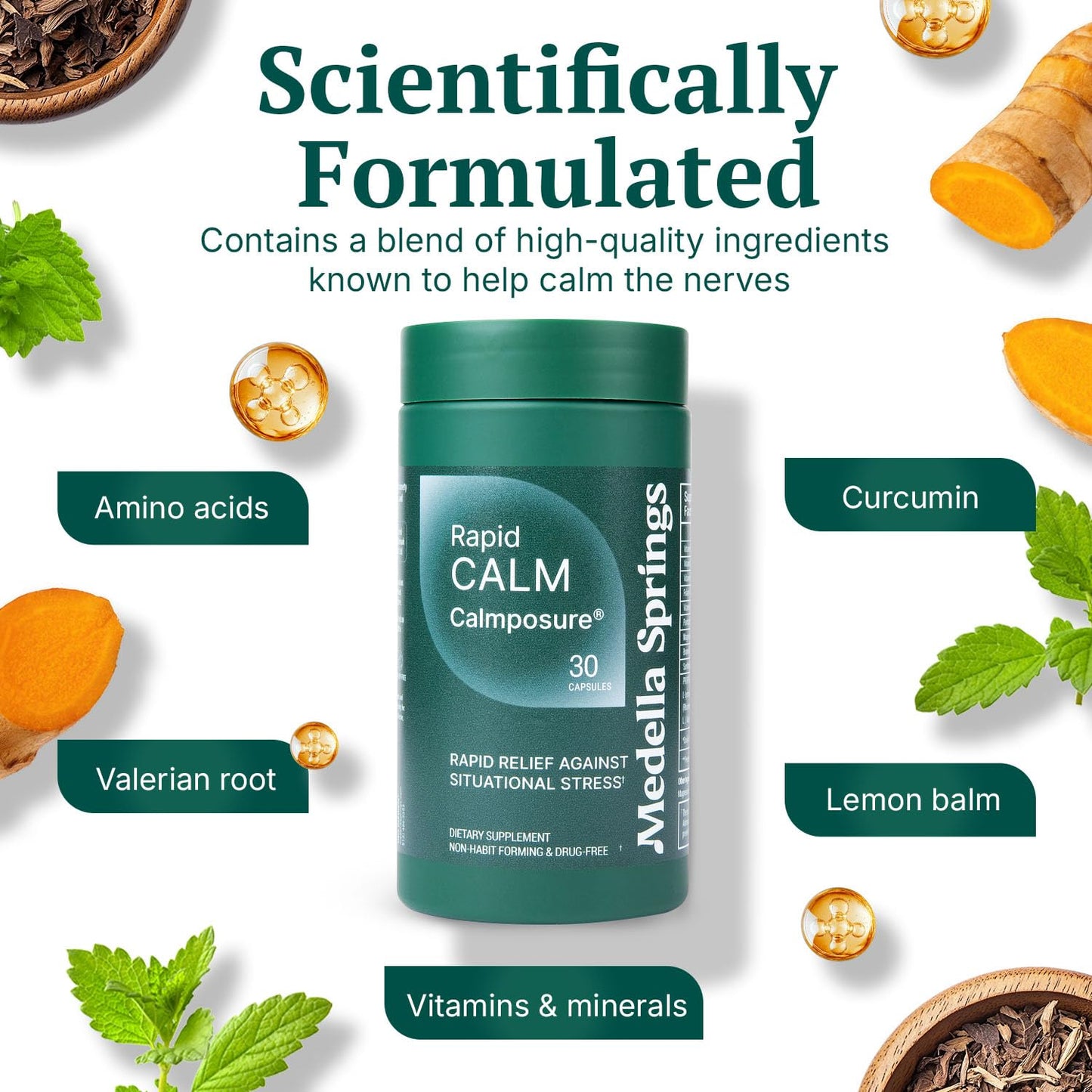 Anti Stress Supplements – 30 Count Capsules | Calming Pills for Adults