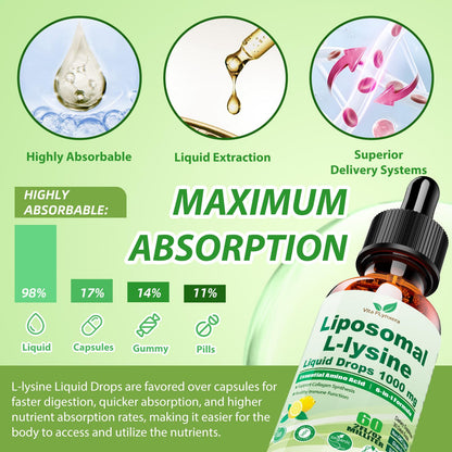 6-in-1 L-Lysine 1000mg Liquid Drops – Immune & Lip Health (Liposomal)