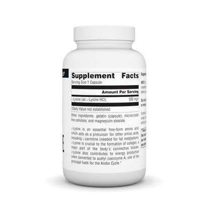 Source Naturals L-Lysine Free Form - Amino Acid Supplement for Collagen & Energy (100 Capsules)
