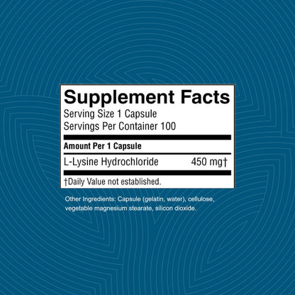 L-Lysine 100 Capsules - Nature's Sunshine | Essential Amino Acids (474 mg L-Lysine HCl)