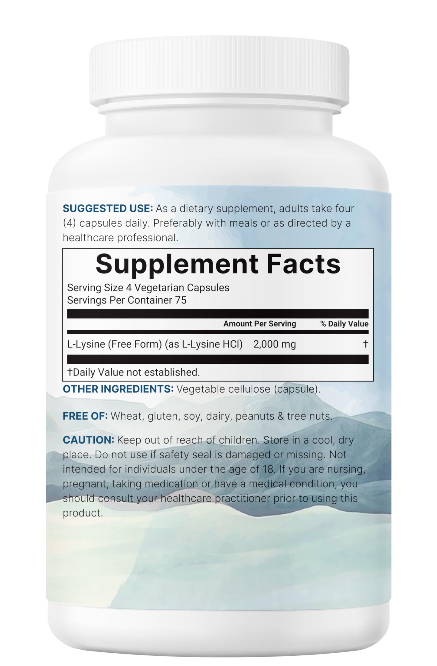 Pure L-Lysine 2,000mg | 300 Veggie Capsules | Maximum Potency, Free Form | Immune, Collagen & Lip Health