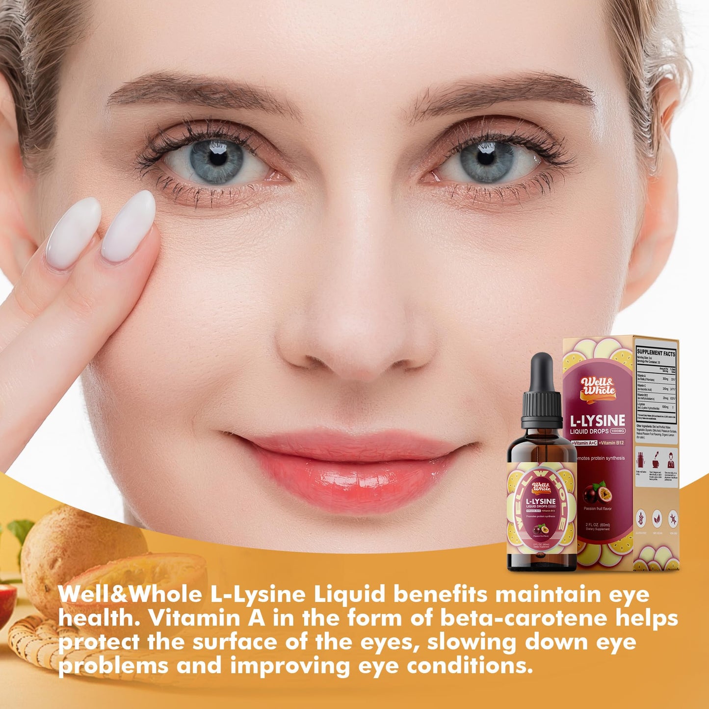 L-Lysine Liquid Drops 1000mg – Immune Support, Skin & Lips Health | Vegan, Non-GMO, 2 Oz