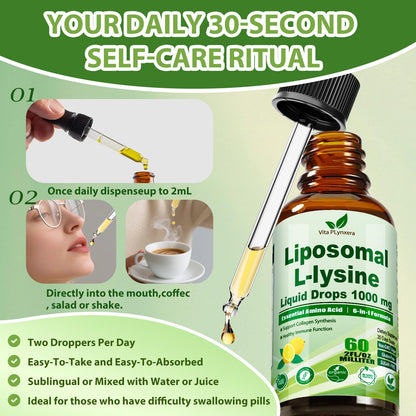 6-in-1 L-Lysine 1000mg Liquid Drops – Immune & Lip Health (Liposomal)