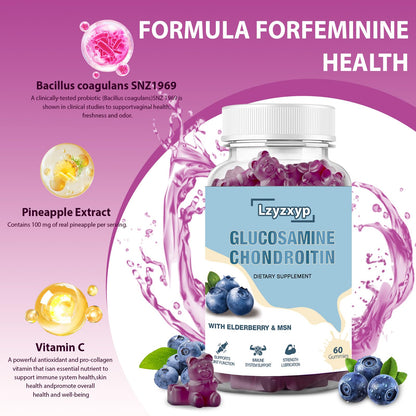 Lzyzxyp Glucosamine Chondroitin Gummies with MSM & Elderberry – Extra Strength, Immune & Joint Health, 60ct