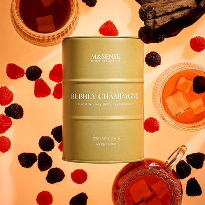 M&SENSE Bubbly Champagne Large Candle – Natural Soy Wax, 120h Burn