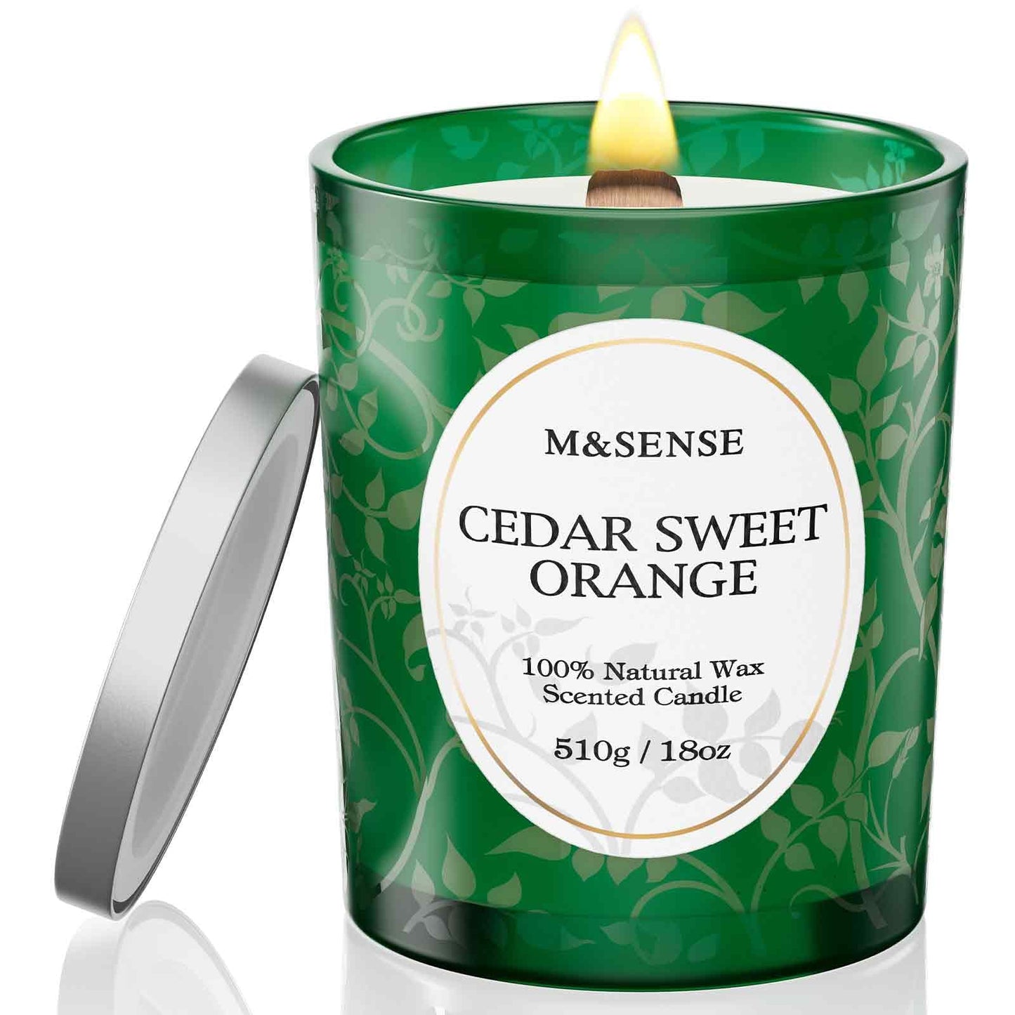 M&SENSE Cedarwood Orange Christmas Candle | 18oz Soy Wax, 100-Hour Burn
