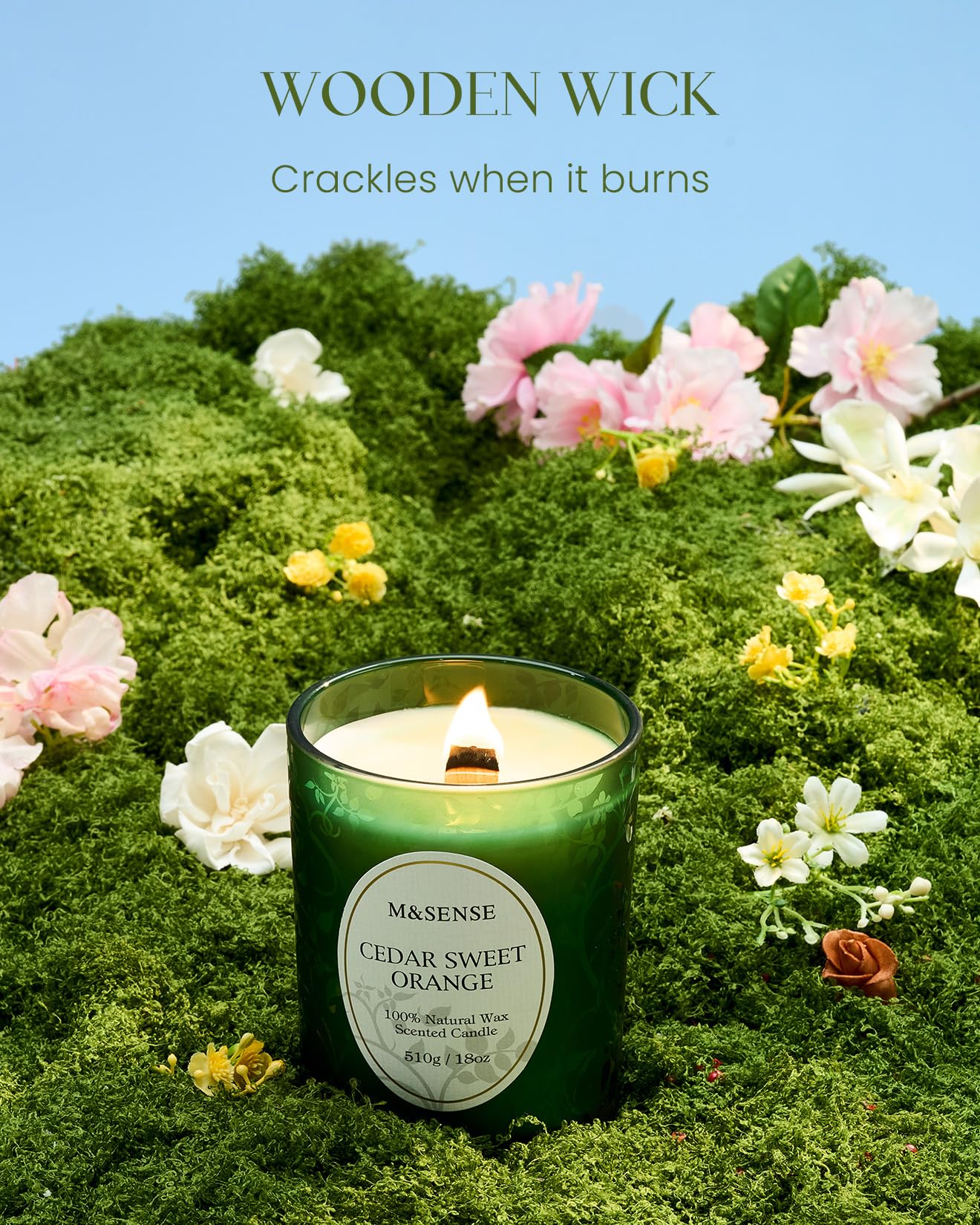 M&SENSE Cedarwood Orange Christmas Candle | 18oz Soy Wax, 100-Hour Burn