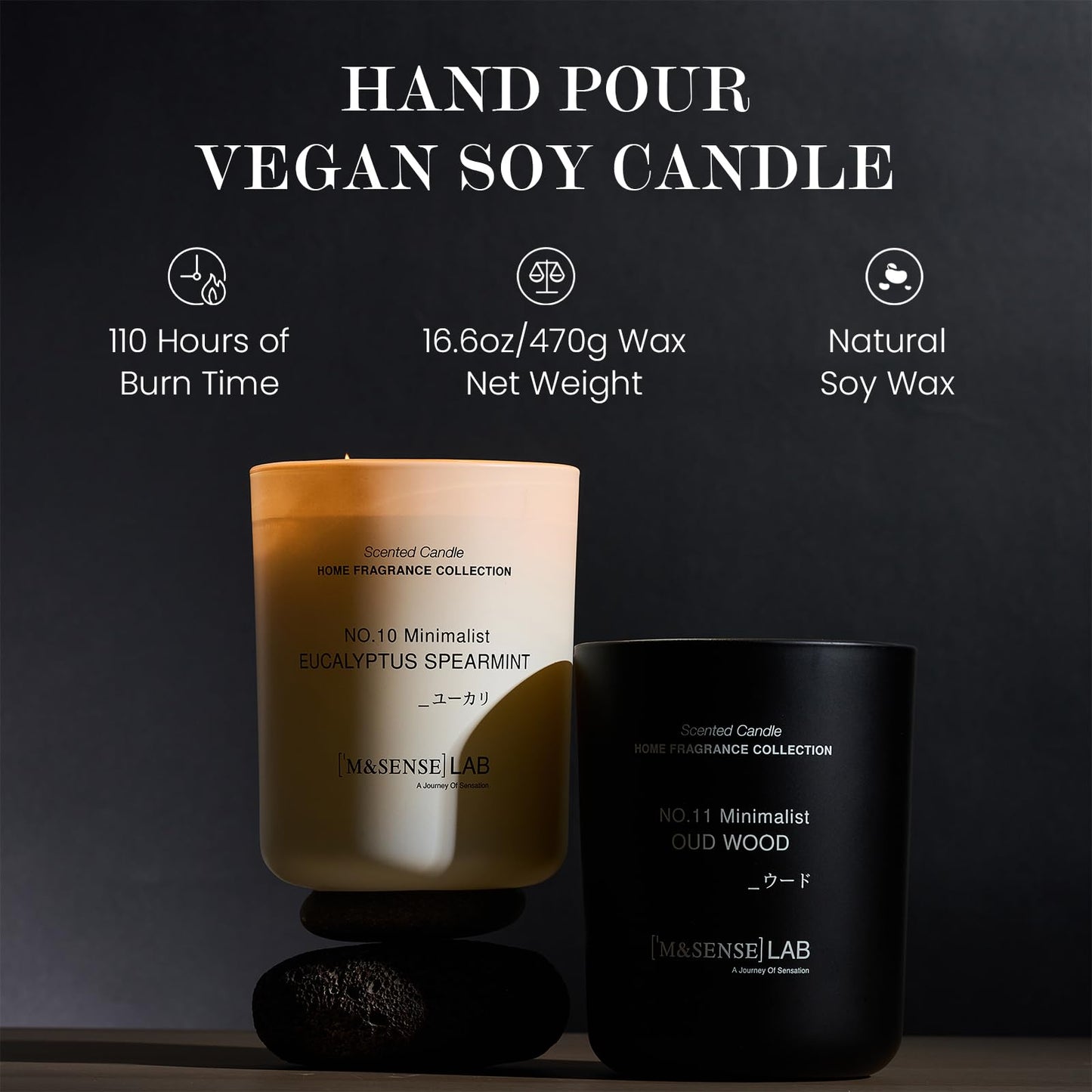 M&SENSE Natural Soy Candle - Eucalyptus Spearmint, 16.6 oz