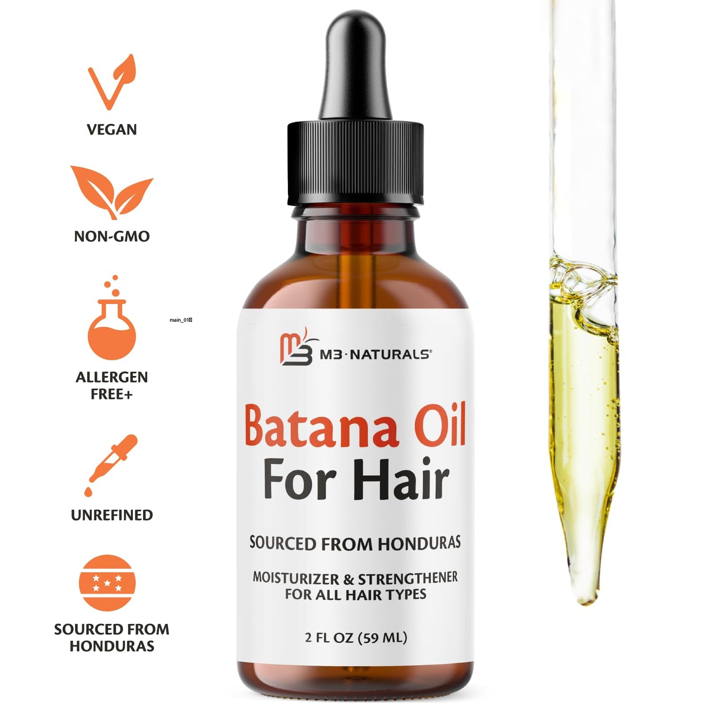 M3 Naturals Vegan Batana Oil – Unrefined, 100% Pure, 2 FL OZ