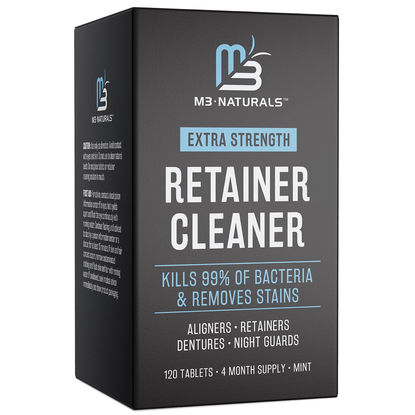 M3 Naturals Retainer Cleanser Tablets – Invisalign Cleaner, Odor & Stain Removal, 120 Tablets