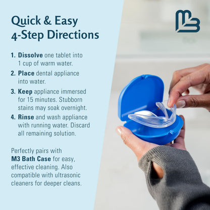 M3 Naturals Retainer Cleanser Tablets – Invisalign Cleaner, Odor & Stain Removal, 120 Tablets