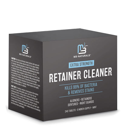 M3 Naturals Retainer and Denture Cleanser – 240 Tablets for Invisalign, Mouth Guards, and Removable Dental Appliances