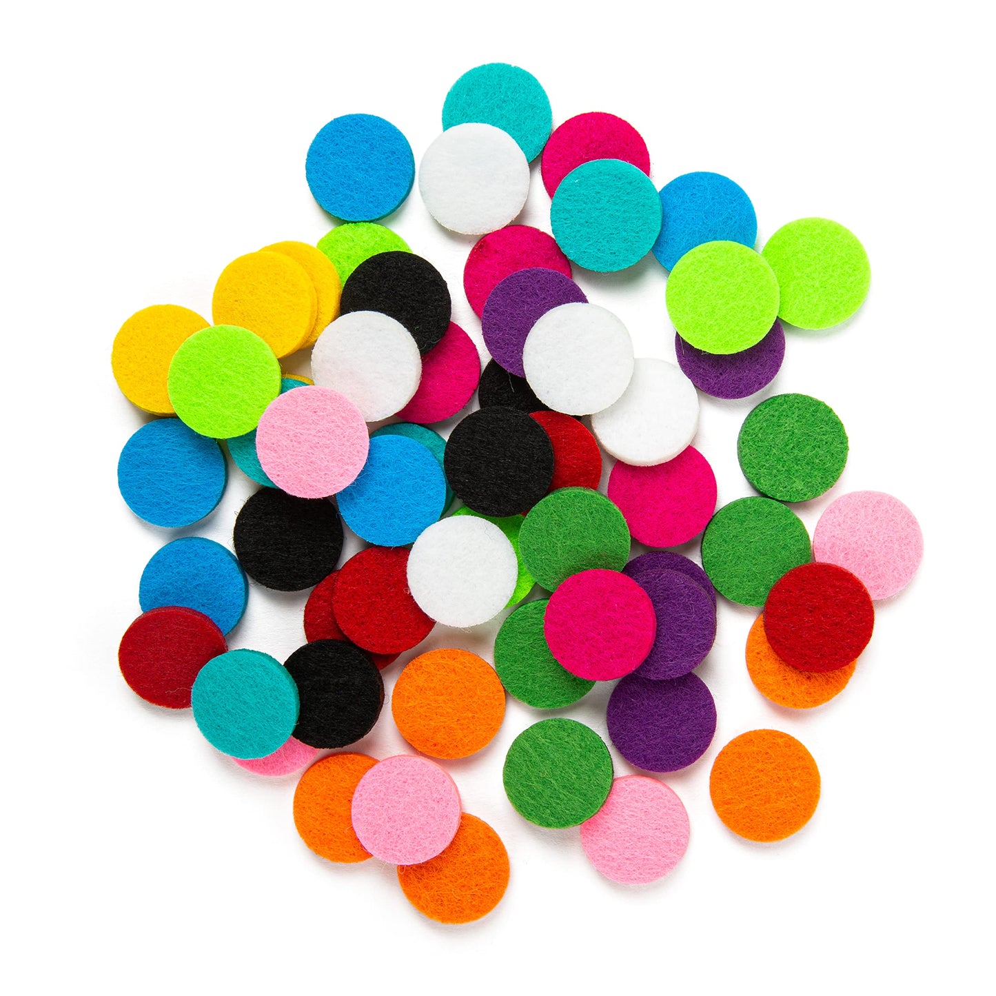 mEssentials Premium Quality 60pcs - 17mm Diameter, 3mm Thick Essential Oil Aromatherapy Necklace and Bracelet Diffuser Refill Pads (10 Assorted Colors)