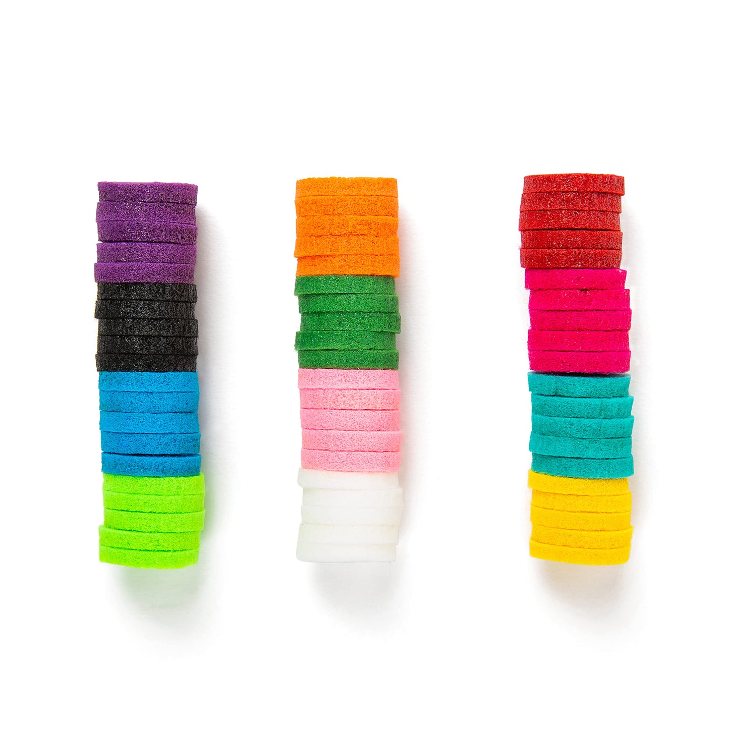 mEssentials Premium Quality 60pcs - 17mm Diameter, 3mm Thick Essential Oil Aromatherapy Necklace and Bracelet Diffuser Refill Pads (10 Assorted Colors)