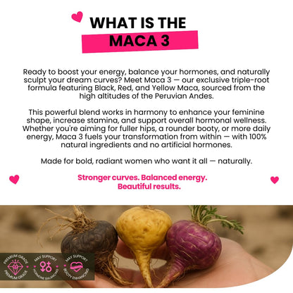 Maca 3 Capsules – Black, Red & Yellow Maca Root Blend – Feminine Balance & Natural Body Support