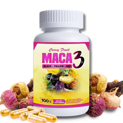 Maca 3 Capsules – Black, Red & Yellow Maca Root Blend – Feminine Balance & Natural Body Support