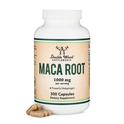 Maca Root Capsules for Women & Men – 300 Count, 1,000mg per Serving | Peru-grown Maca Powder | Double Wood