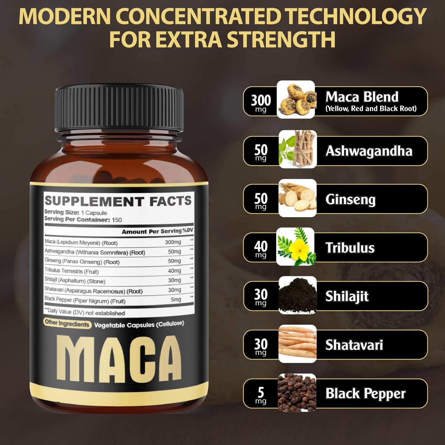 7in1 Premium Maca Root Capsules with Ashwagandha, Ginseng & More | 150 Caps (5 Months) – Natural Energy, Mood & Performance
