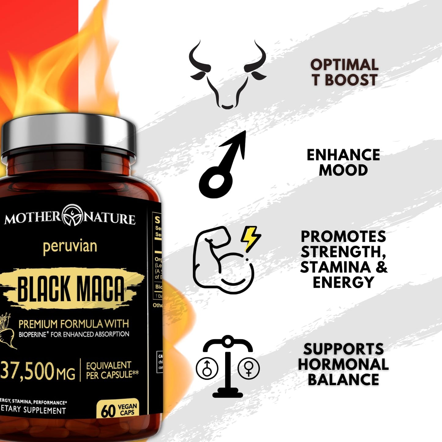 Black Maca Root 50:1 Extract 37,500mg – 60 Capsules | Organic Peruvian Maca