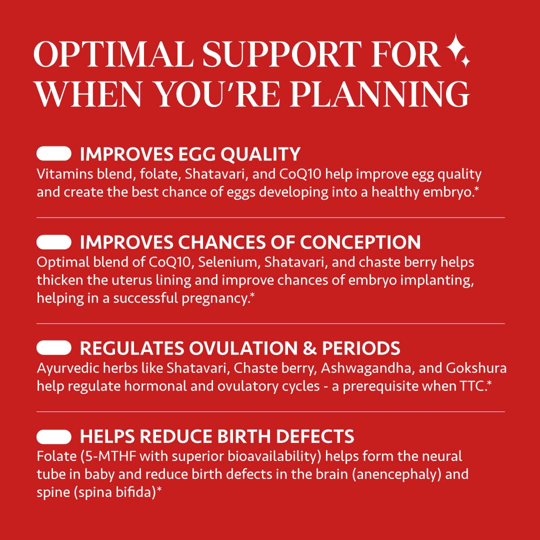 Freshly Moms Ayurvedic Fertility Supplements for Women | Support Ovulation | Conception for Women | Egg Quality | Maca Root, Vitex, & Vitamins | Vegan | 90 Capsules - OSH Wellness