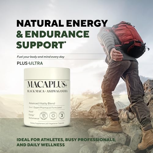 MACAPLUS+ Black Maca Root + Ashwagandha + Fenugreek - #1 Highest Potency Black Maca Root 40,000mg 40x Strength Organic Capsules for Men and Women Supplement 100% Pure Maca Peruana 40:1 Powder Pills