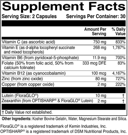MacularProtect AREDS 2 Formula – Eye Health Vitamin & Mineral Supplement (60 Capsules) | Lutein, Zeaxanthin, B Vitamins