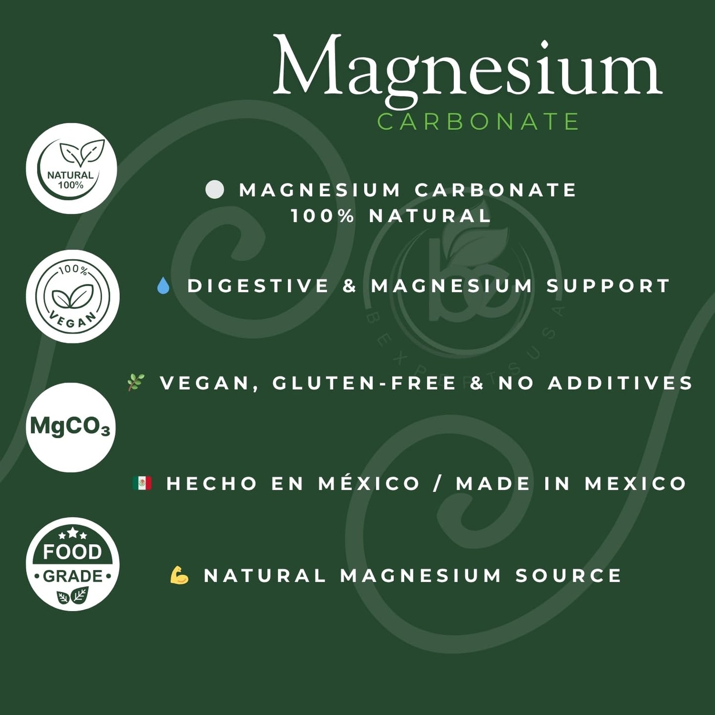 Magnesium Carbonate – 7g x 4 Cubes Pack – Pure Magnesium Carbonate – Food Grade – Non-GMO, Gluten-Free, Vegan – Made in Mexico