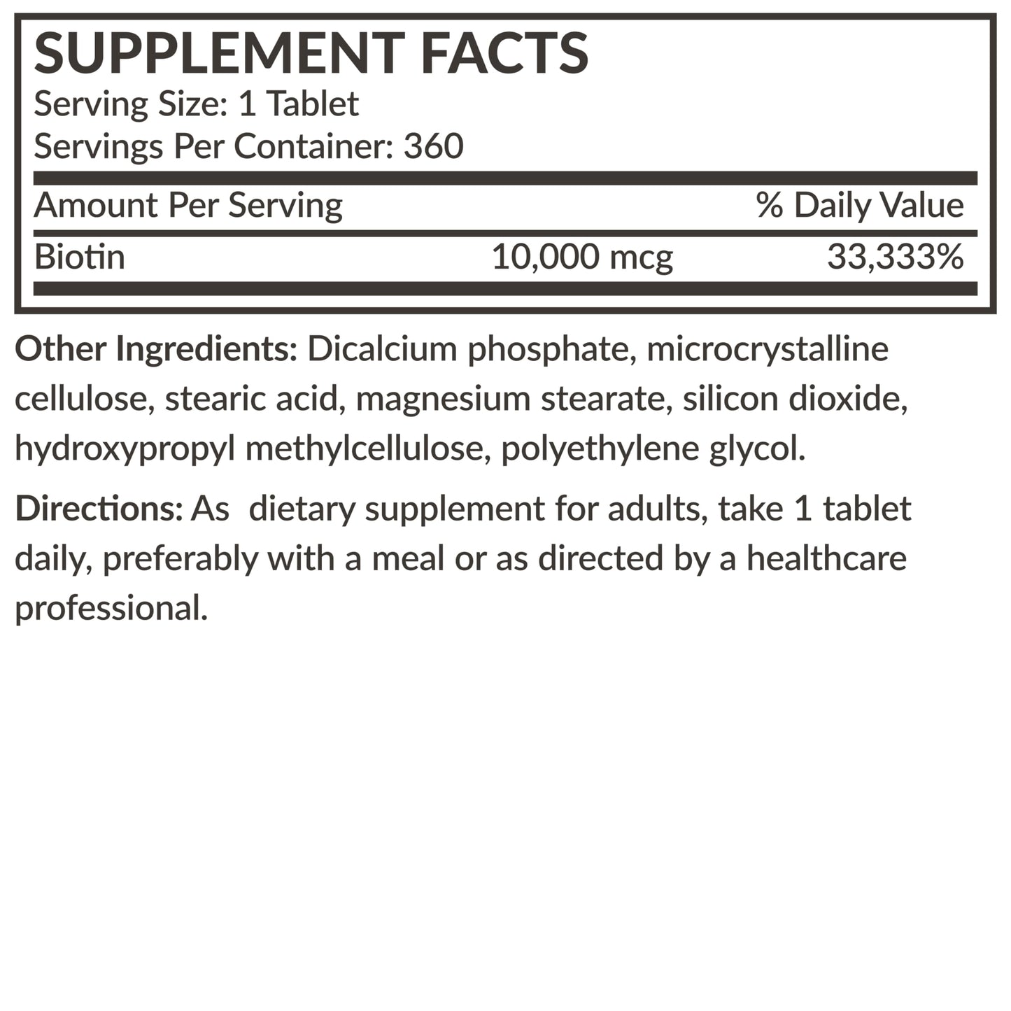 Futurebiotics Biotin 10,000 MCG High Potency Tablets – 360 Vegetarian, Non-GMO