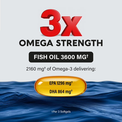 Omega 3 Fish Oil 3600 mg | EPA & DHA, Lemon Flavor, Made in USA