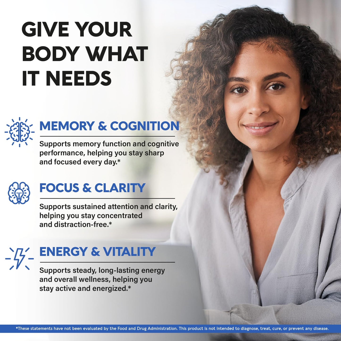 Brain Supplement 750 mg – 12-in-1 Nootropic for Memory & Focus | Made in USA, 60 Capsules