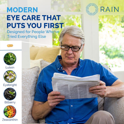 Rain Eye Vitamins & Vision Supplements for Adults – Eye Comfort and Vision Support – Lutein and Zeaxanthin Eye Supplements for Macular Health – 60 Veggie Capsules