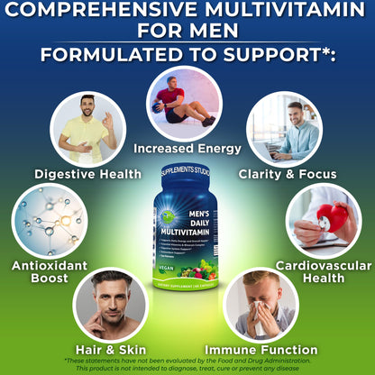 Men's Daily Multivitamin – Vegan Methylated Formula with Saw Palmetto, Biotin & Probiotics