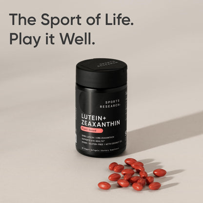 Sports Research Lutein & Zeaxanthin Capsules - Eye Health Support, 120 Veggie Softgels, Vegan & Non-GMO