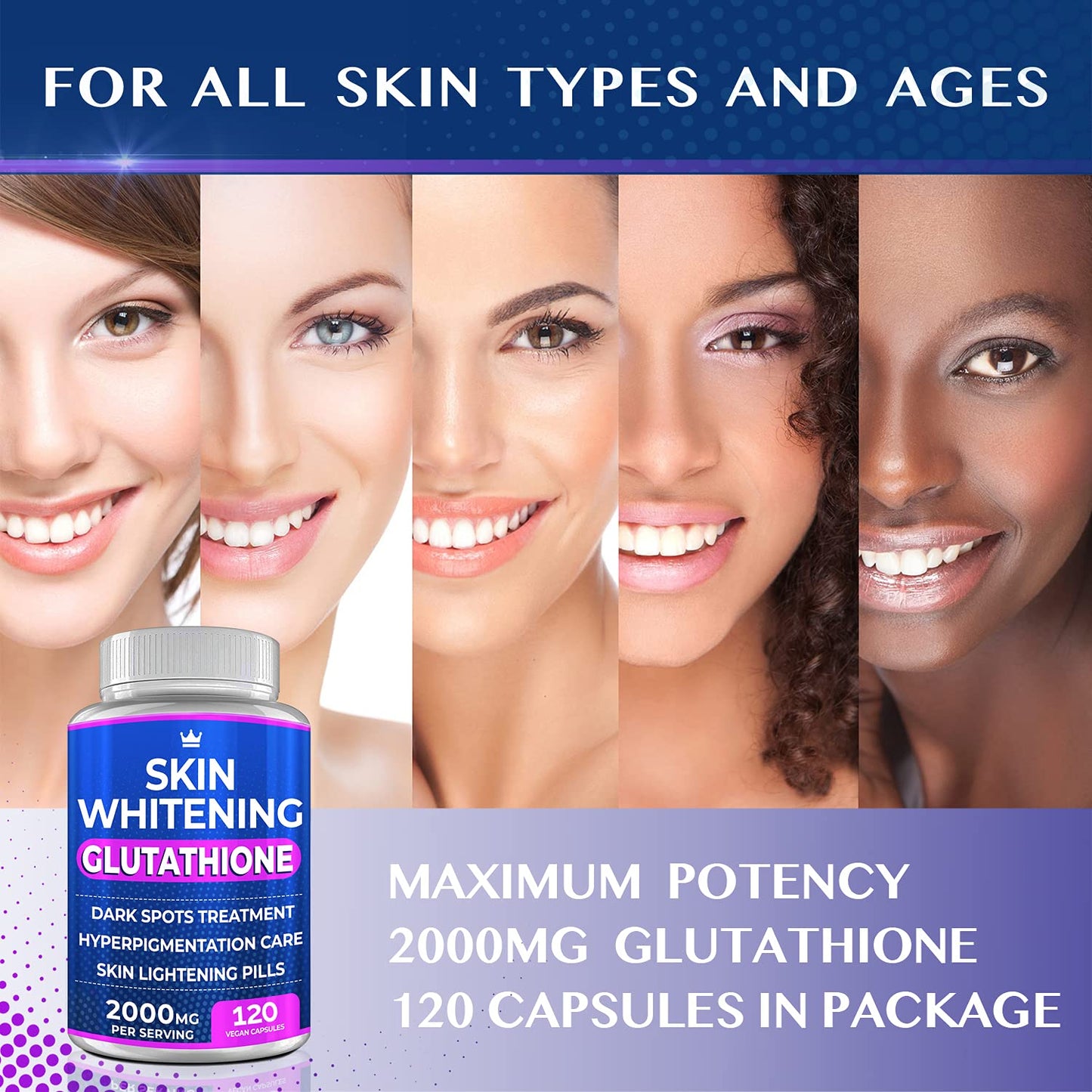 Glutathione Whitening Pills – 120 Capsules (2000mg) | Skin Lightening & Anti-Aging