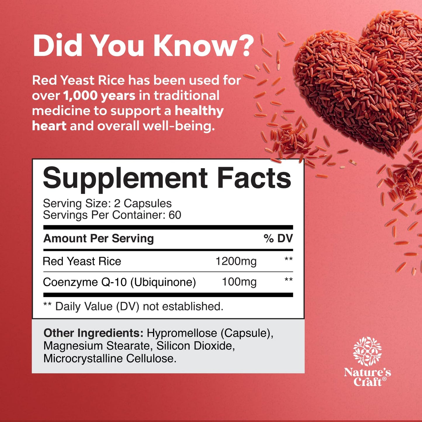 Red Yeast Rice 1200 mg with CoQ10 – Heart & Cholesterol Support