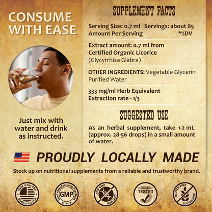 HERBALICIOUS Licorice Root Extract – Organic Liquid Herbal Extract, 2 oz | Vegan, Non-GMO, Gluten-Free